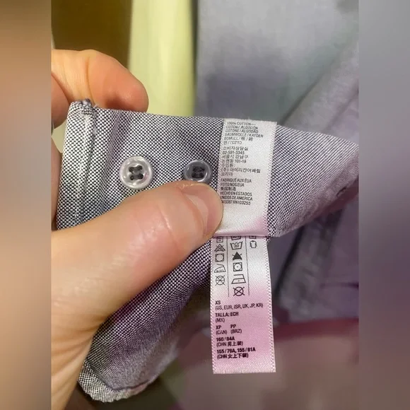 Vintage American Apparel Oxford Colorblock Shirt XS - Y2K/90s Preppy Unisex - Picture 10 of 12